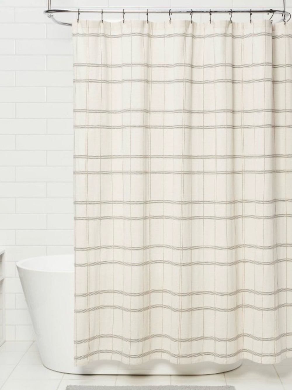 Threshold Ivory and Beige Grid Shower Curtain